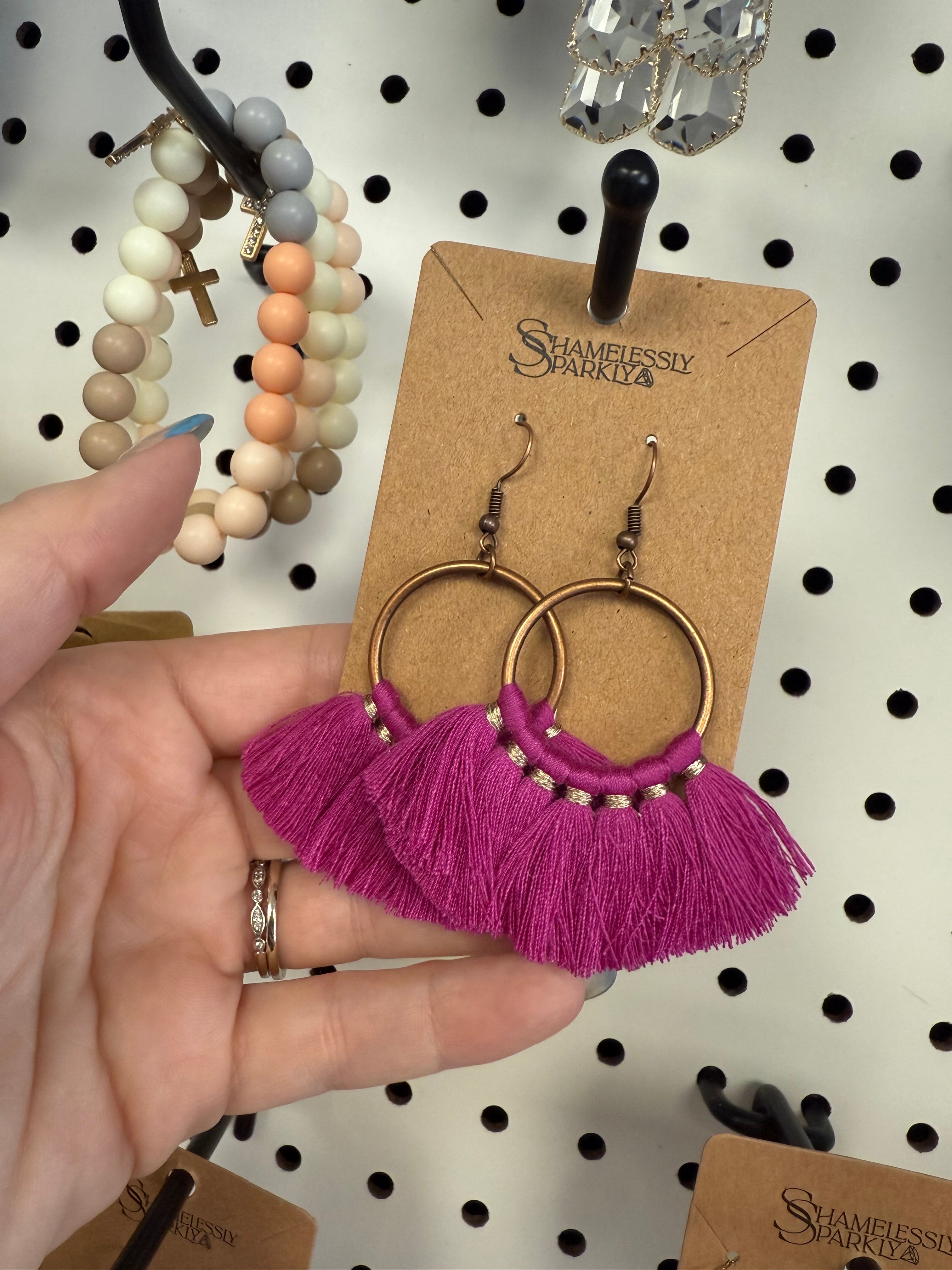 Magenta Boho Earring