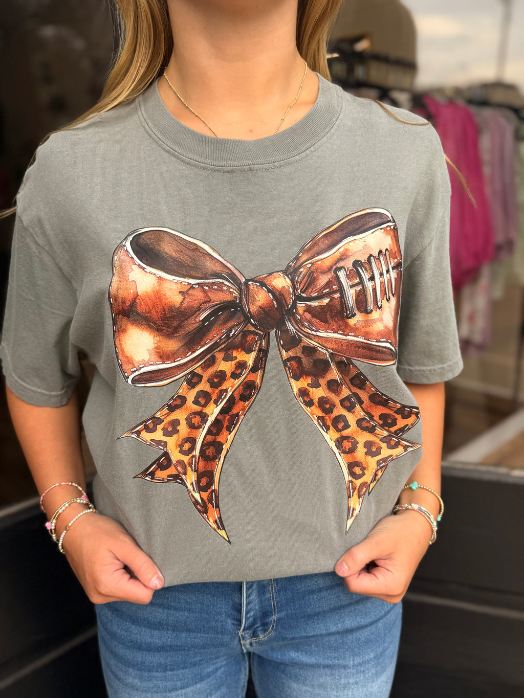 Football Bow Tee