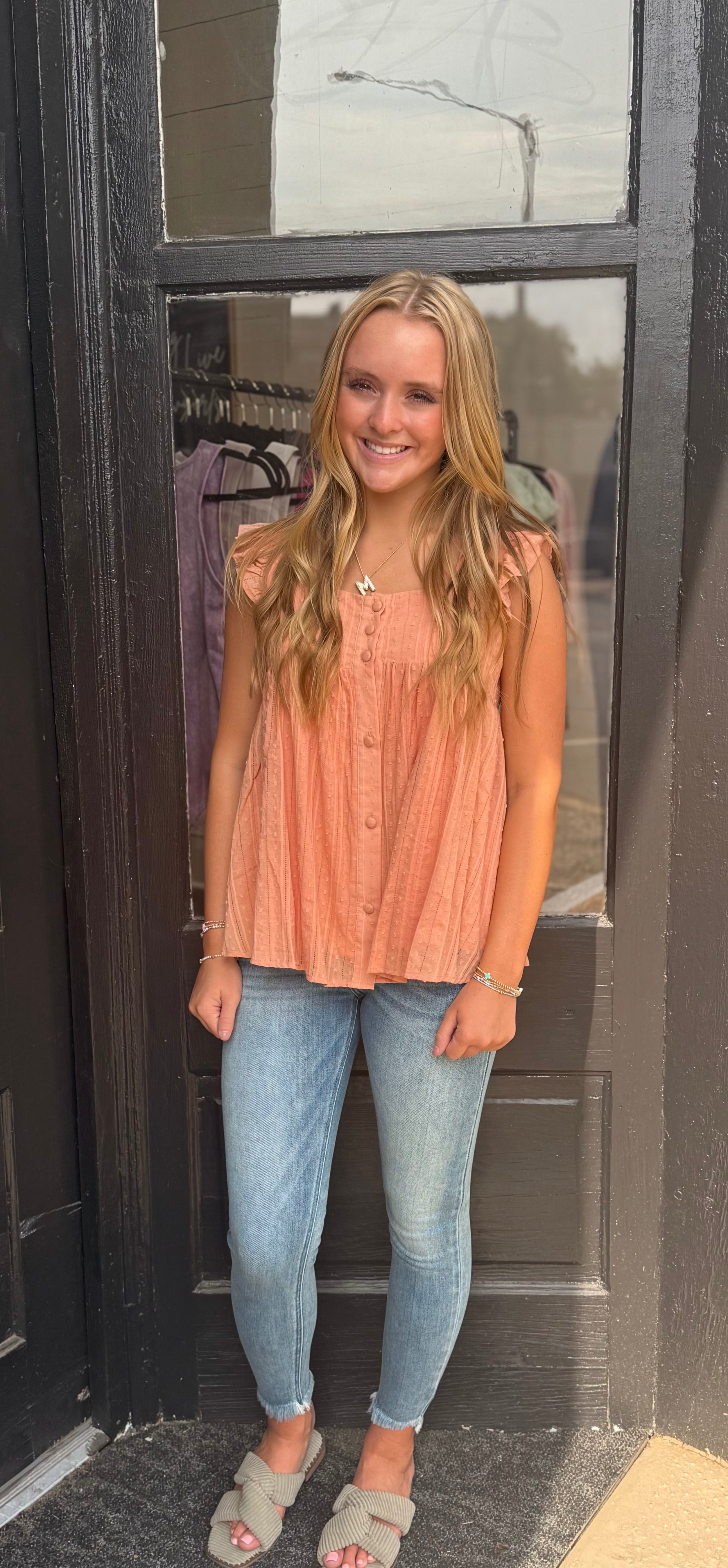 Peach Button Up Blouse