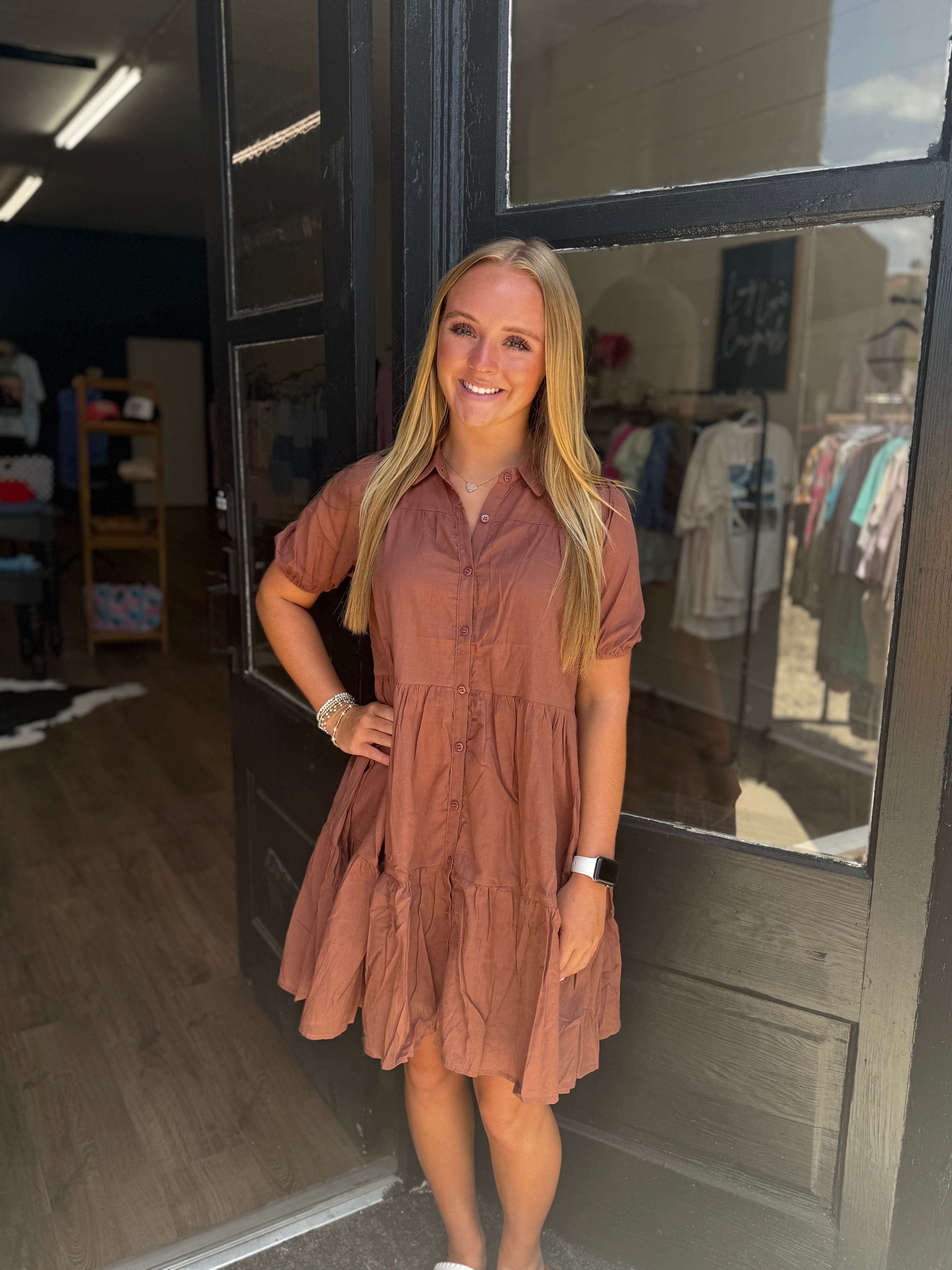 Mocha Button Down Dress