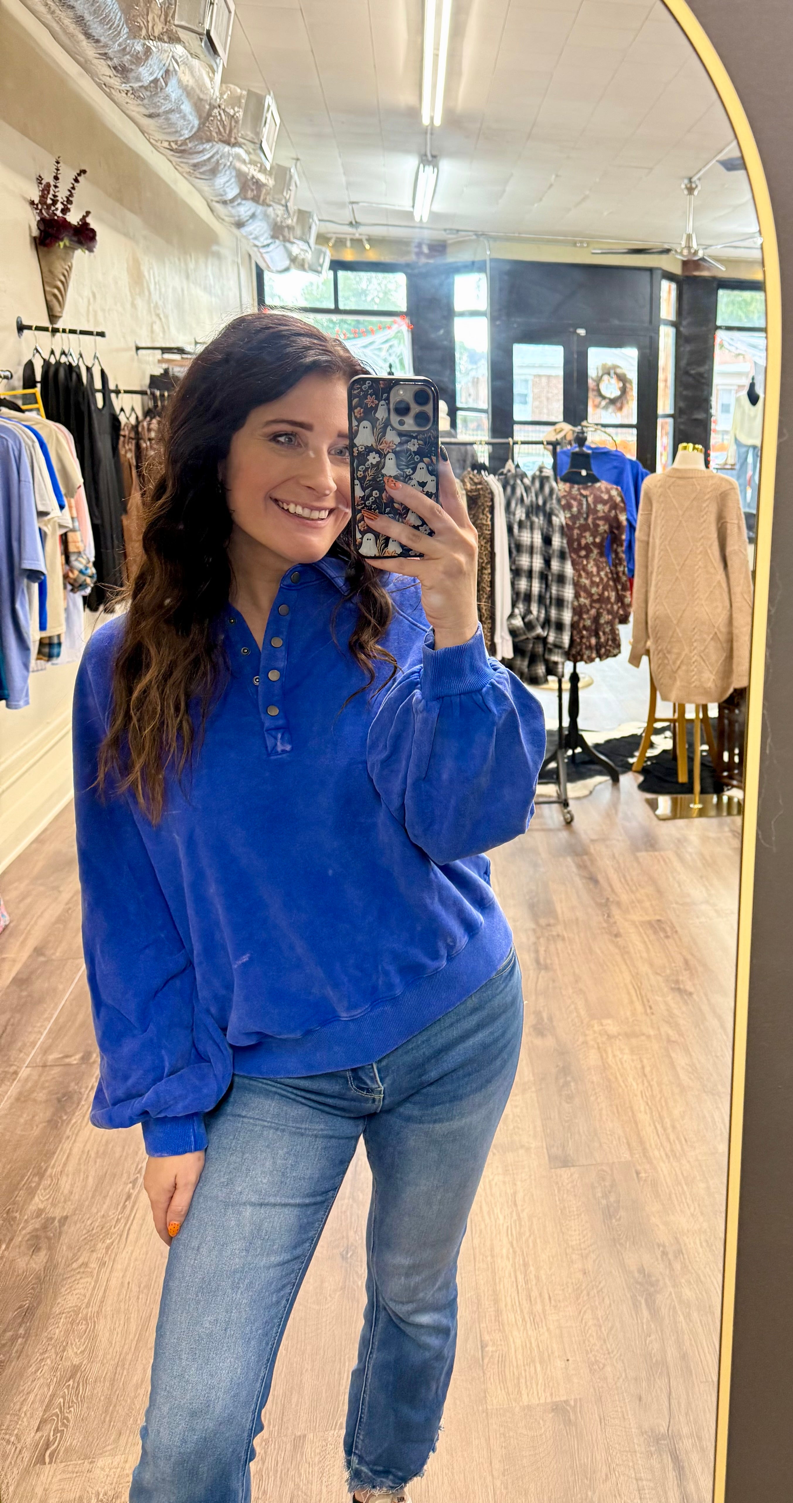 Mineral Wash Royal Blue Pullover