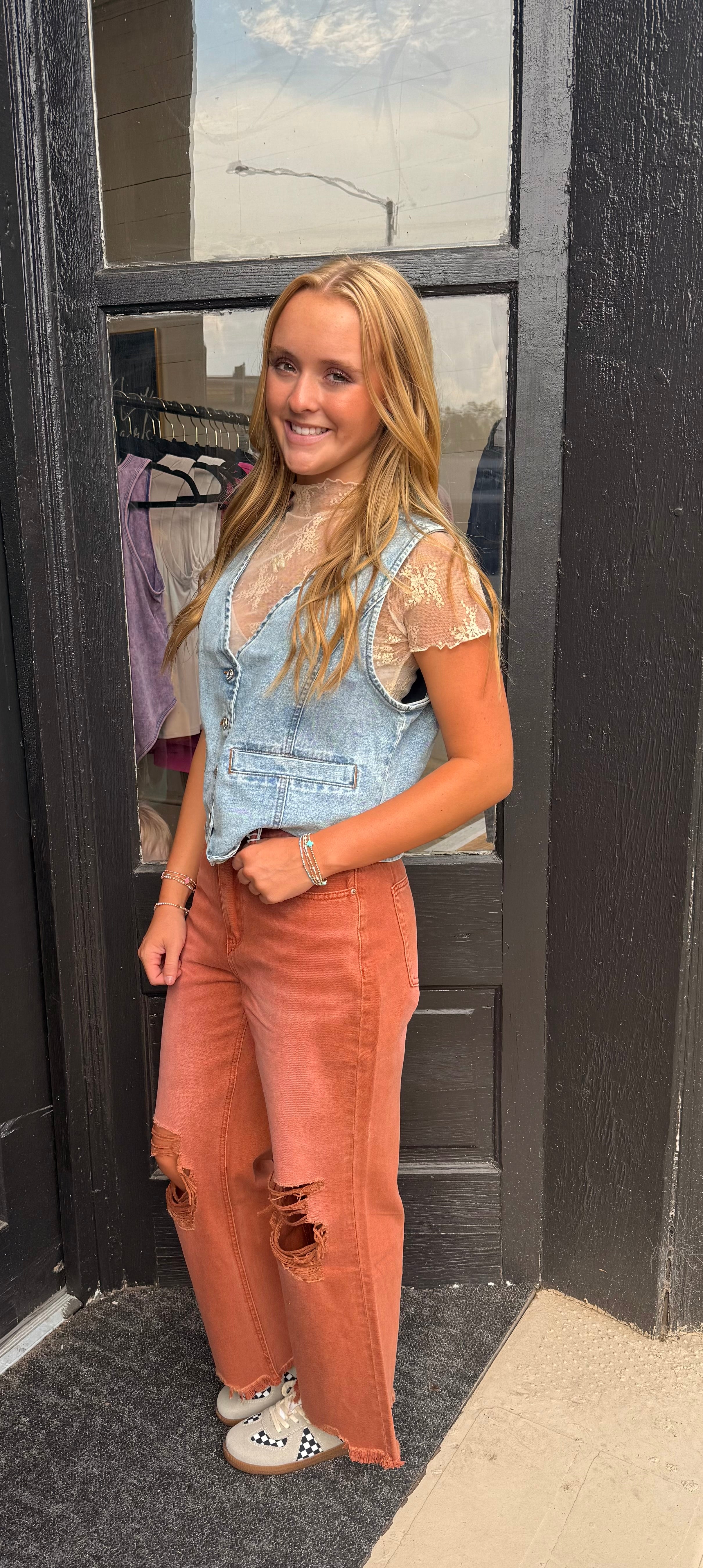 Light Wash Denim Vest