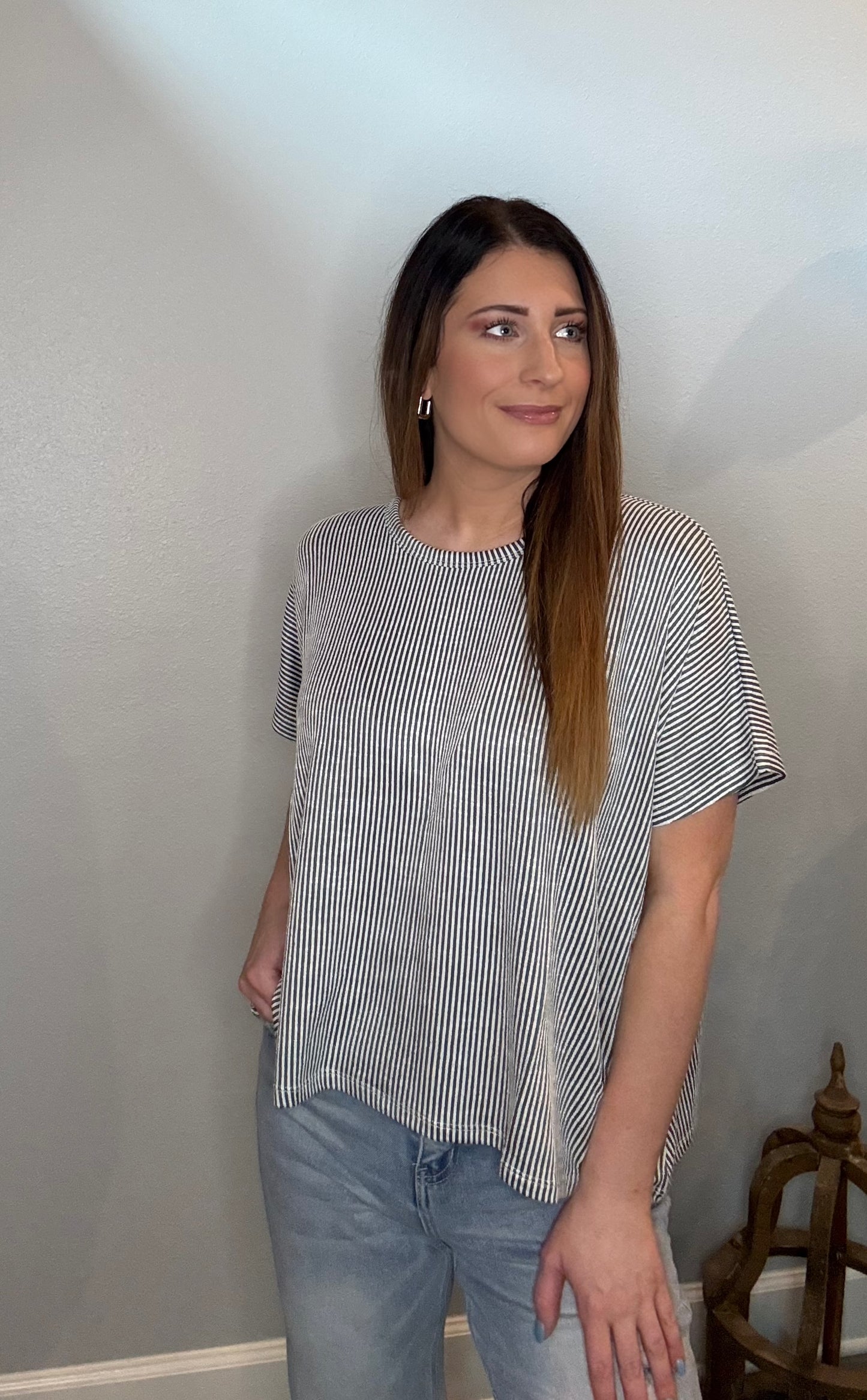 Ribbed Pin Striped Blouse