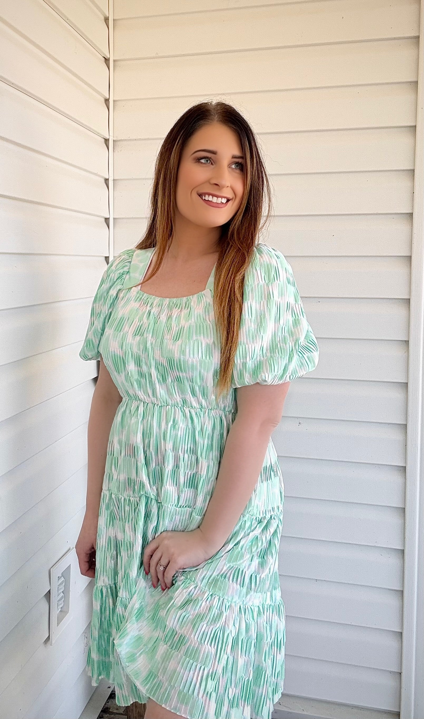 Minty Puff Spring Dress