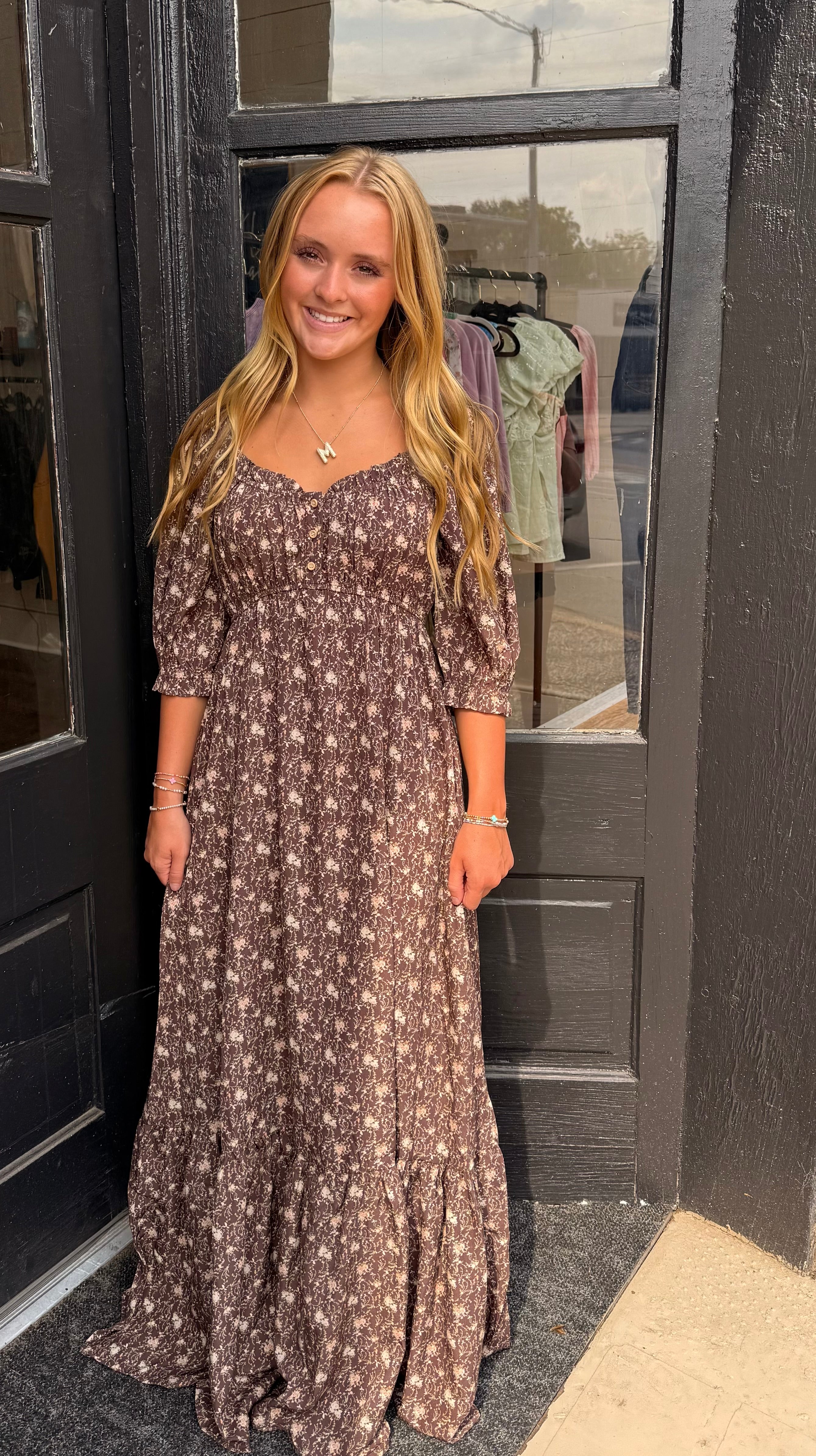 Brown Floral Maxi Dress