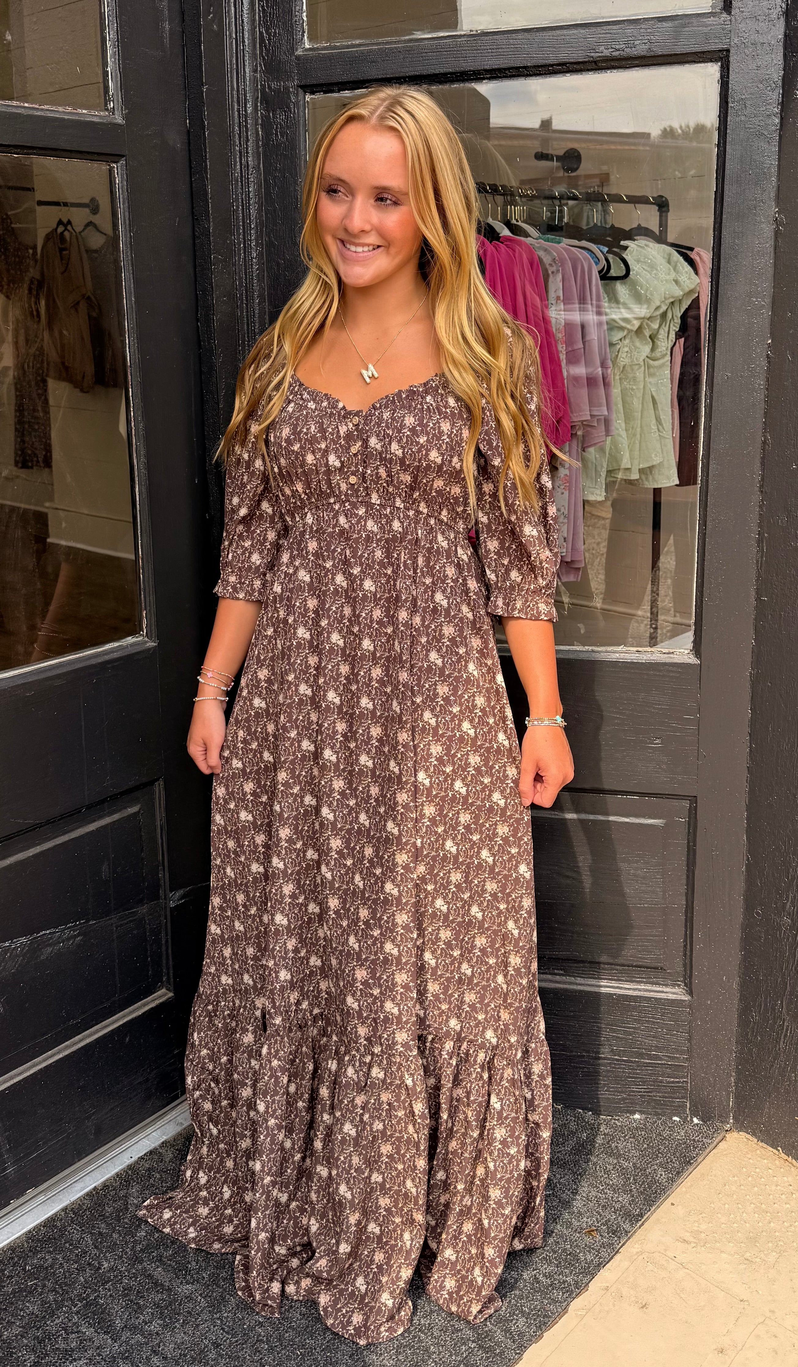 Brown Floral Maxi Dress