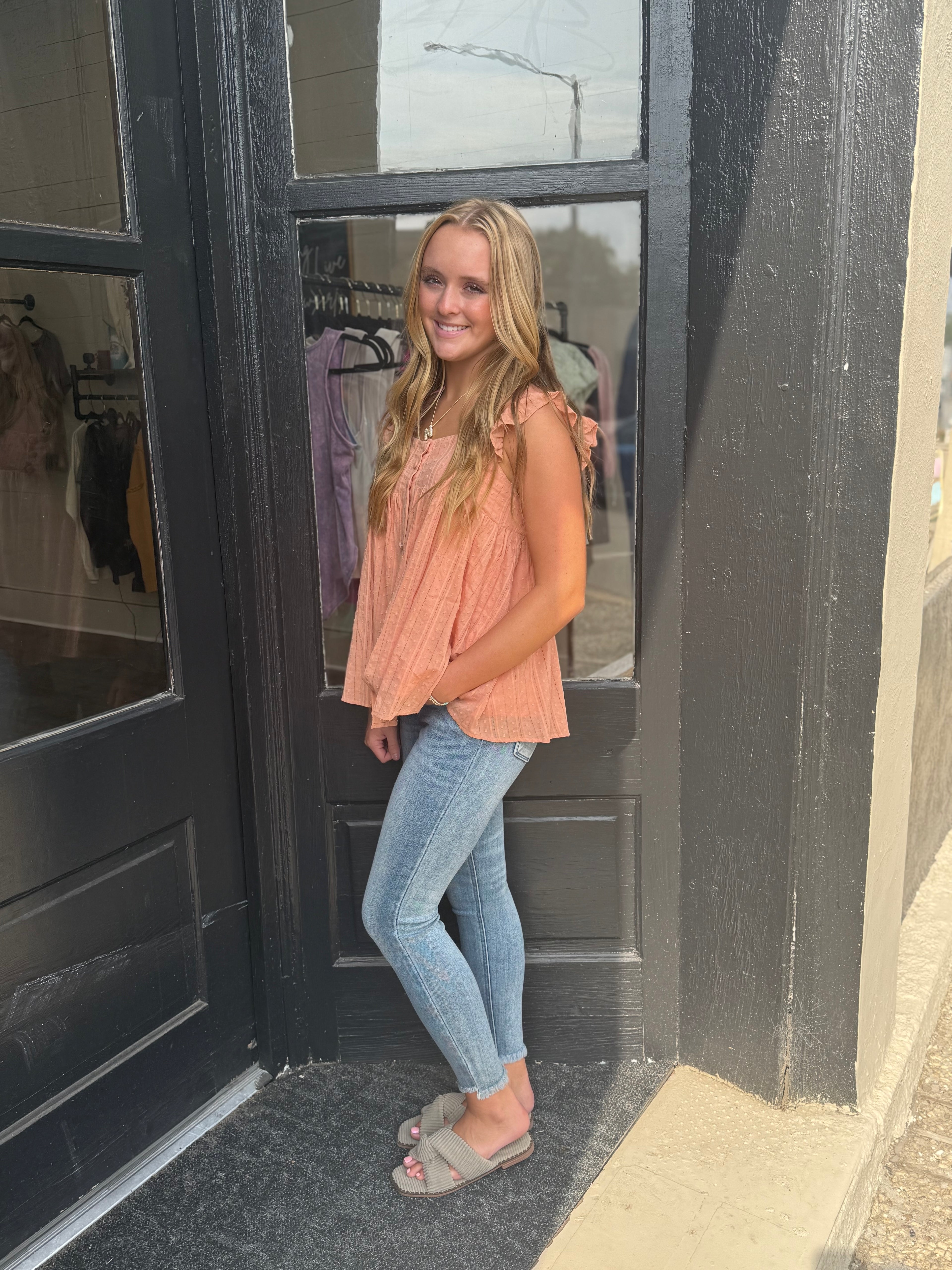 Peach Button Up Blouse