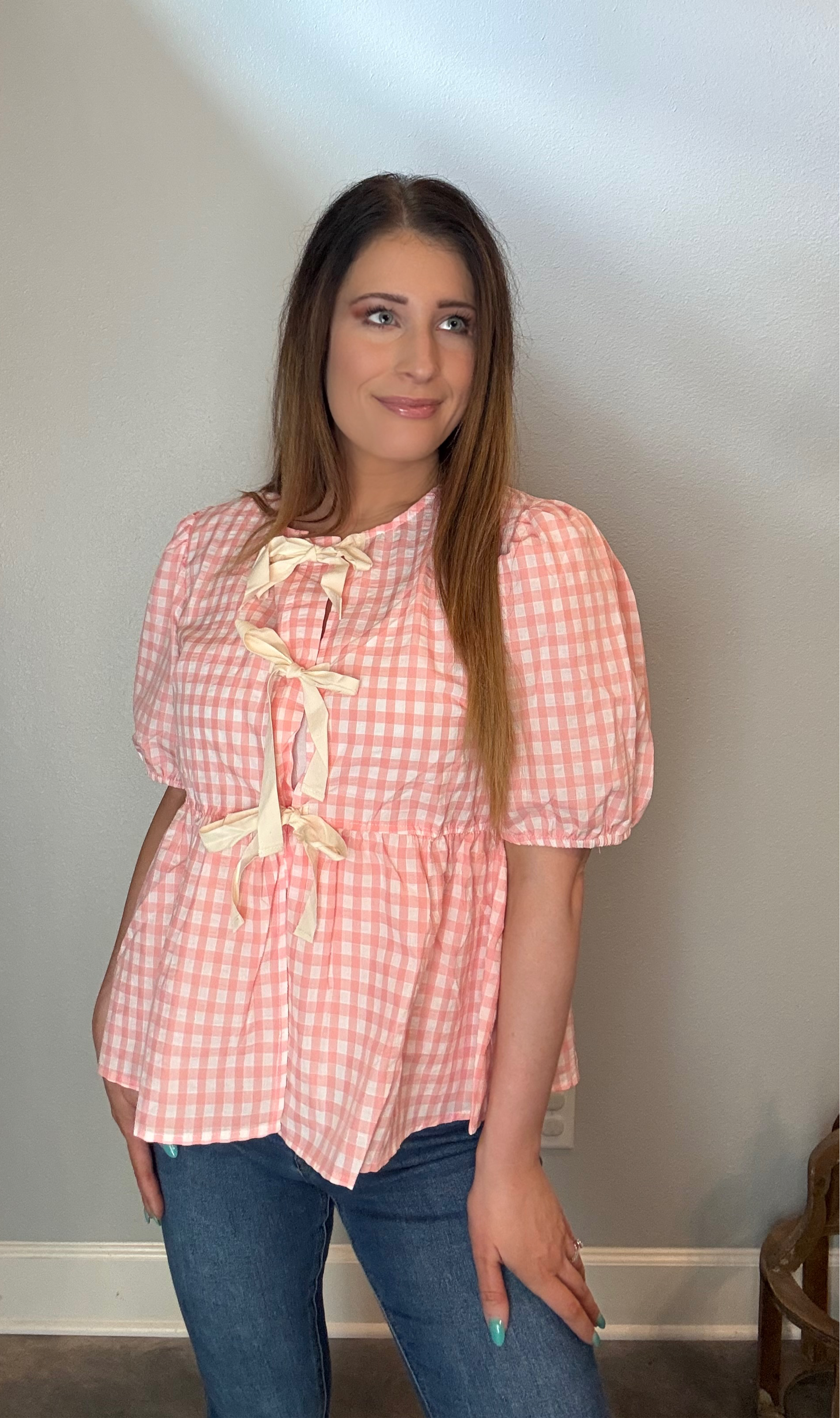 Pretty in Bows Gingham Blouse