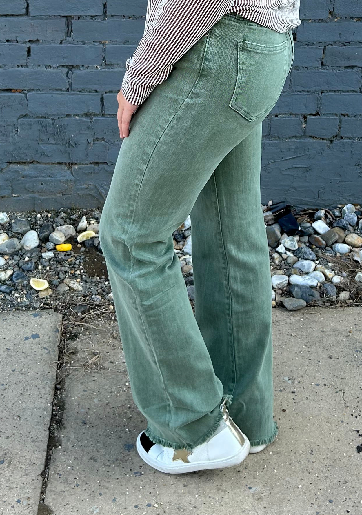 SAGE GREEN BOOTCUT JEANS