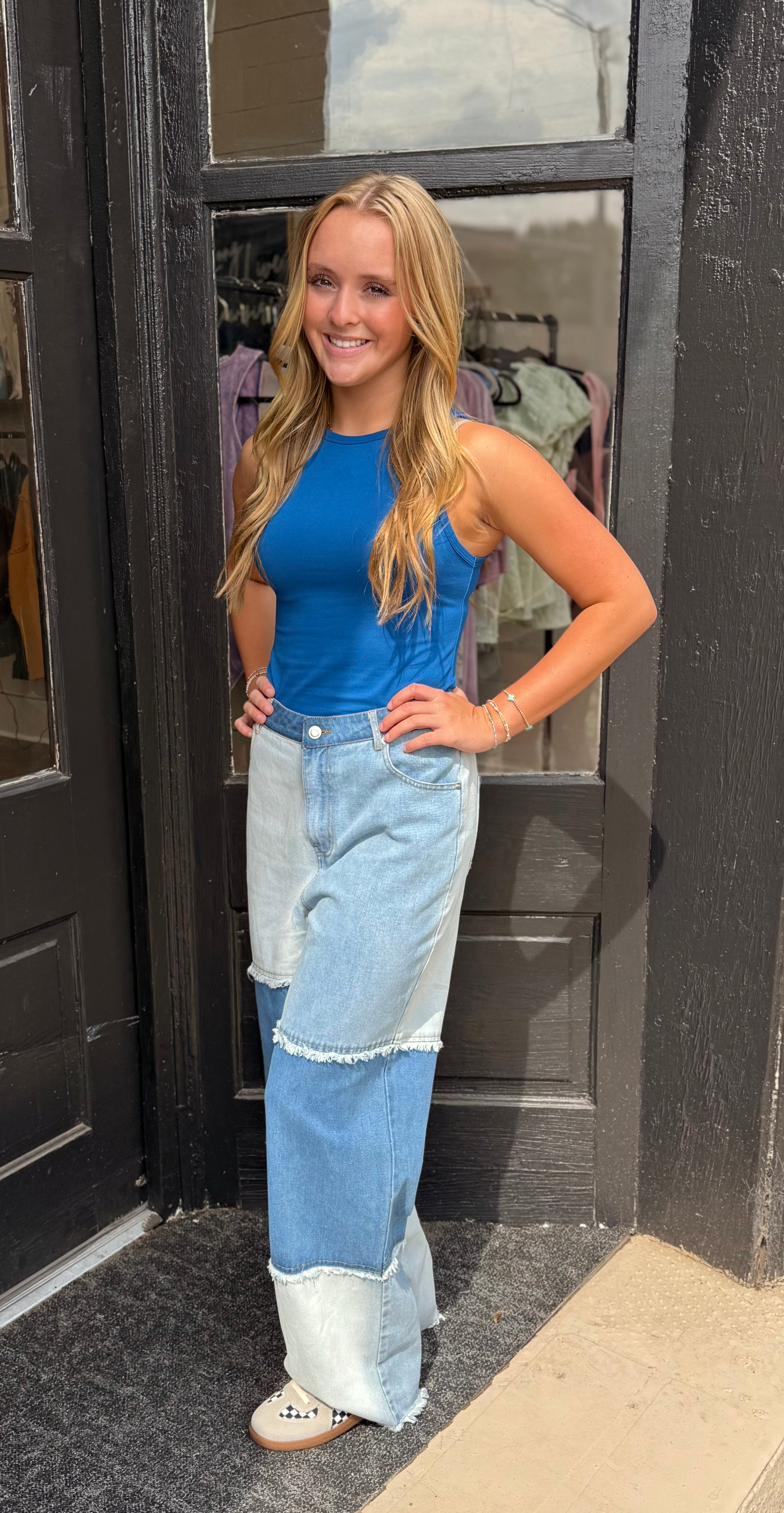 Patchwork Color Block Jean