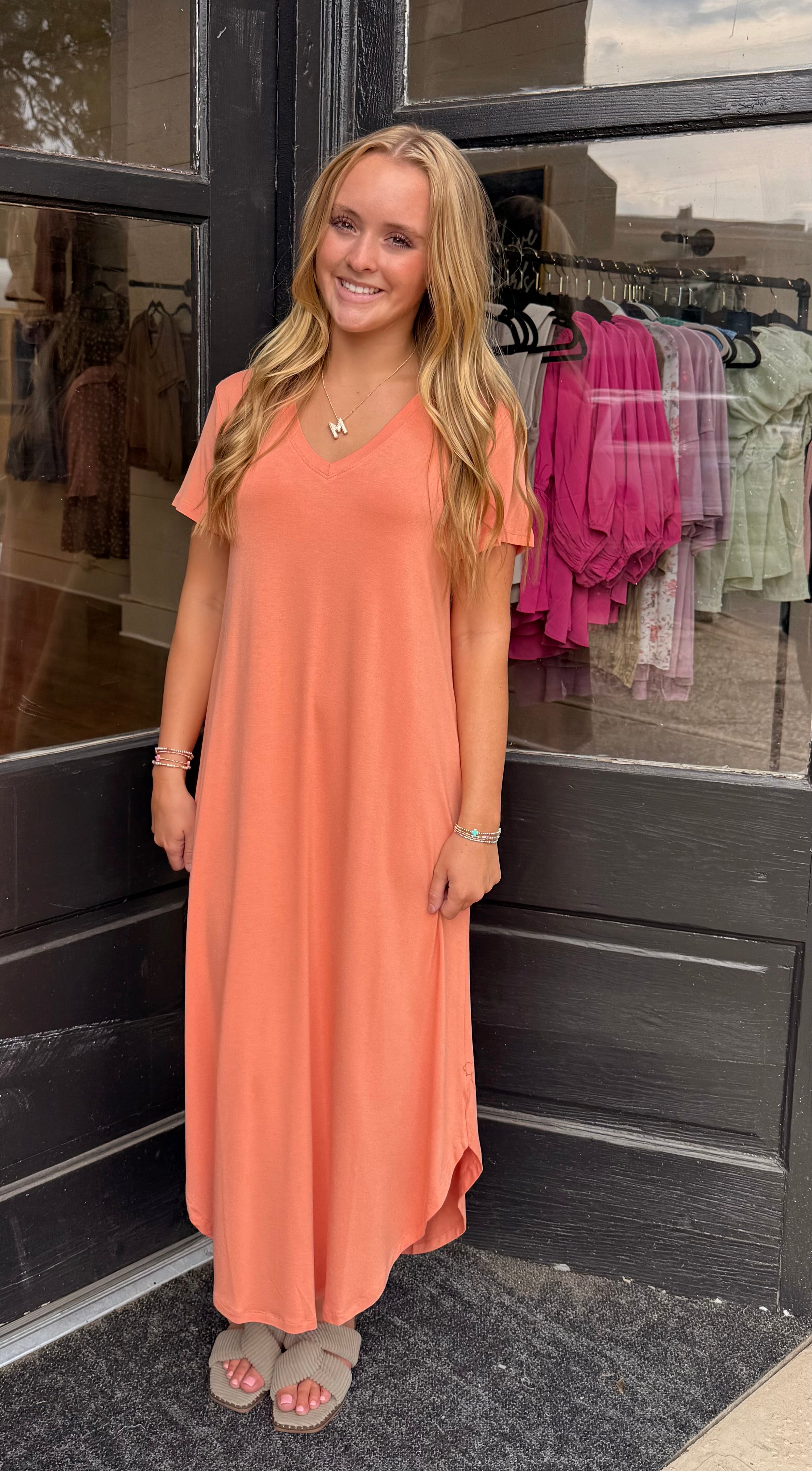 Peach Midi Dress