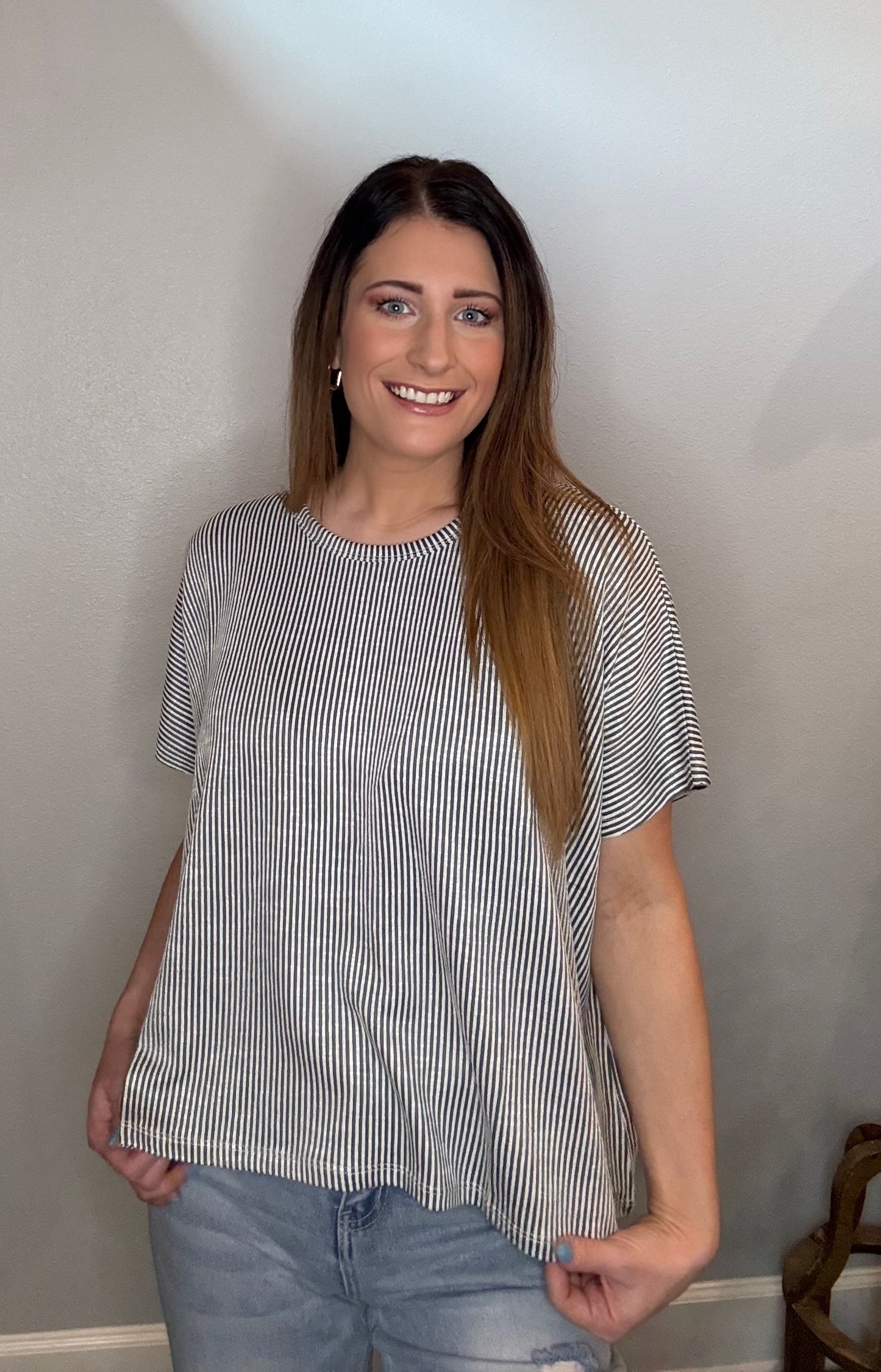 Ribbed Pin Striped Blouse