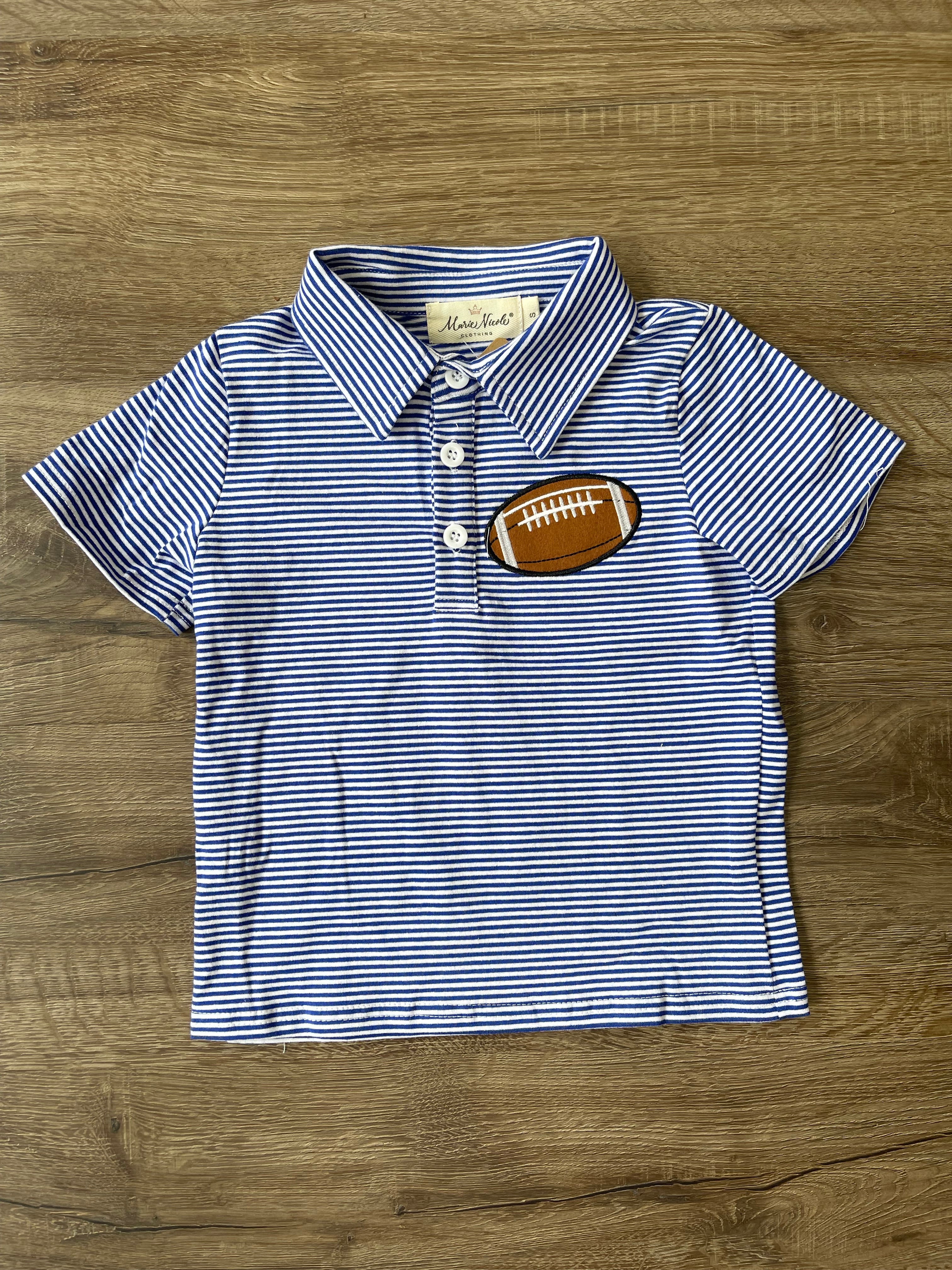 Kids Striped Polo with Embroidered Football