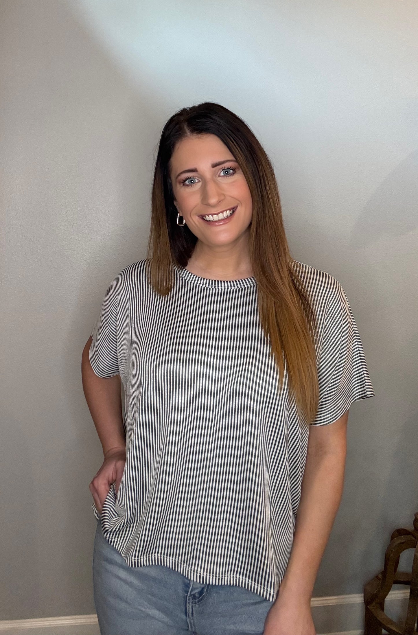 Ribbed Pin Striped Blouse