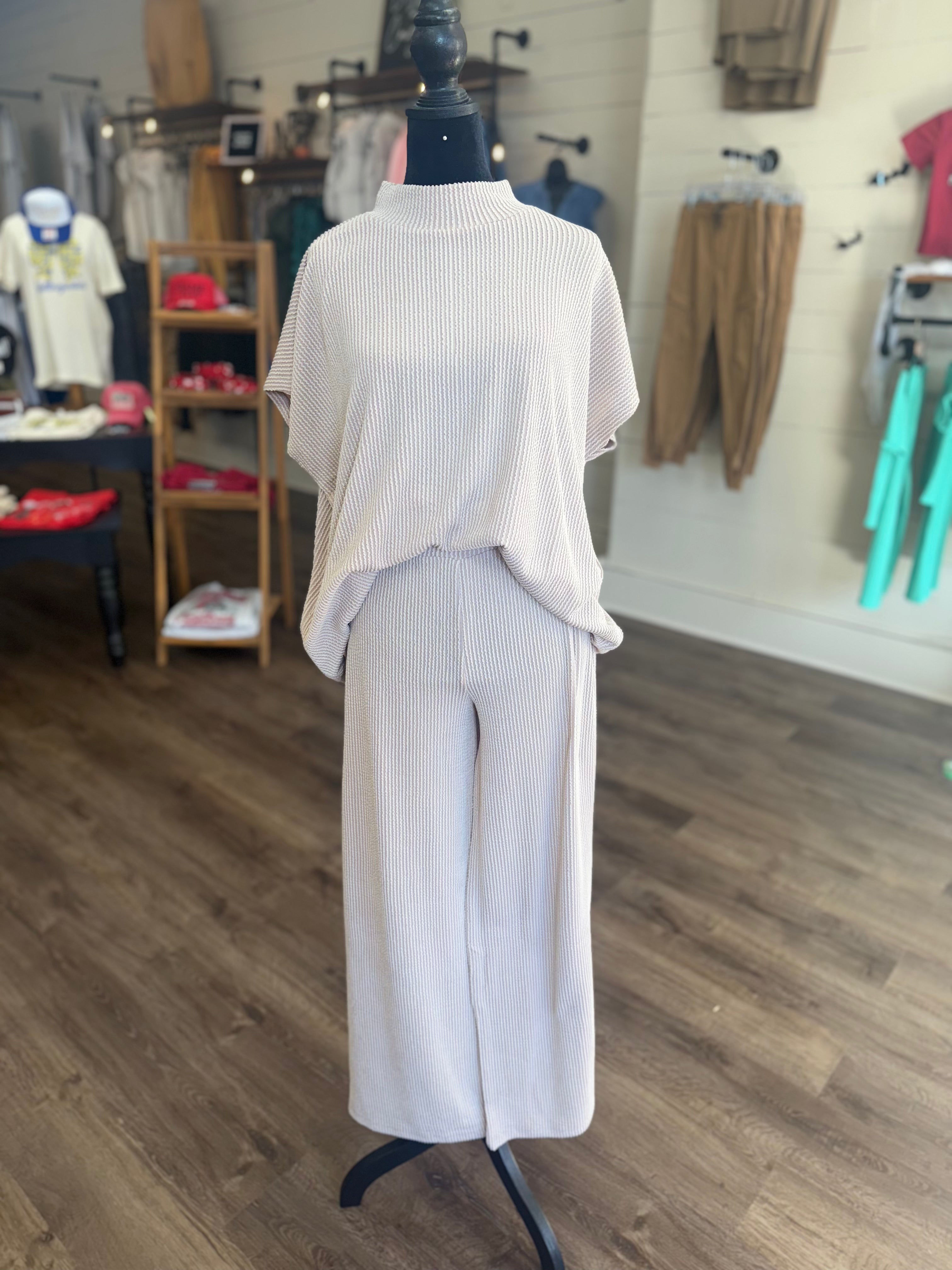 Cozy Ribbed Knit Lounge Set – Oatmeal