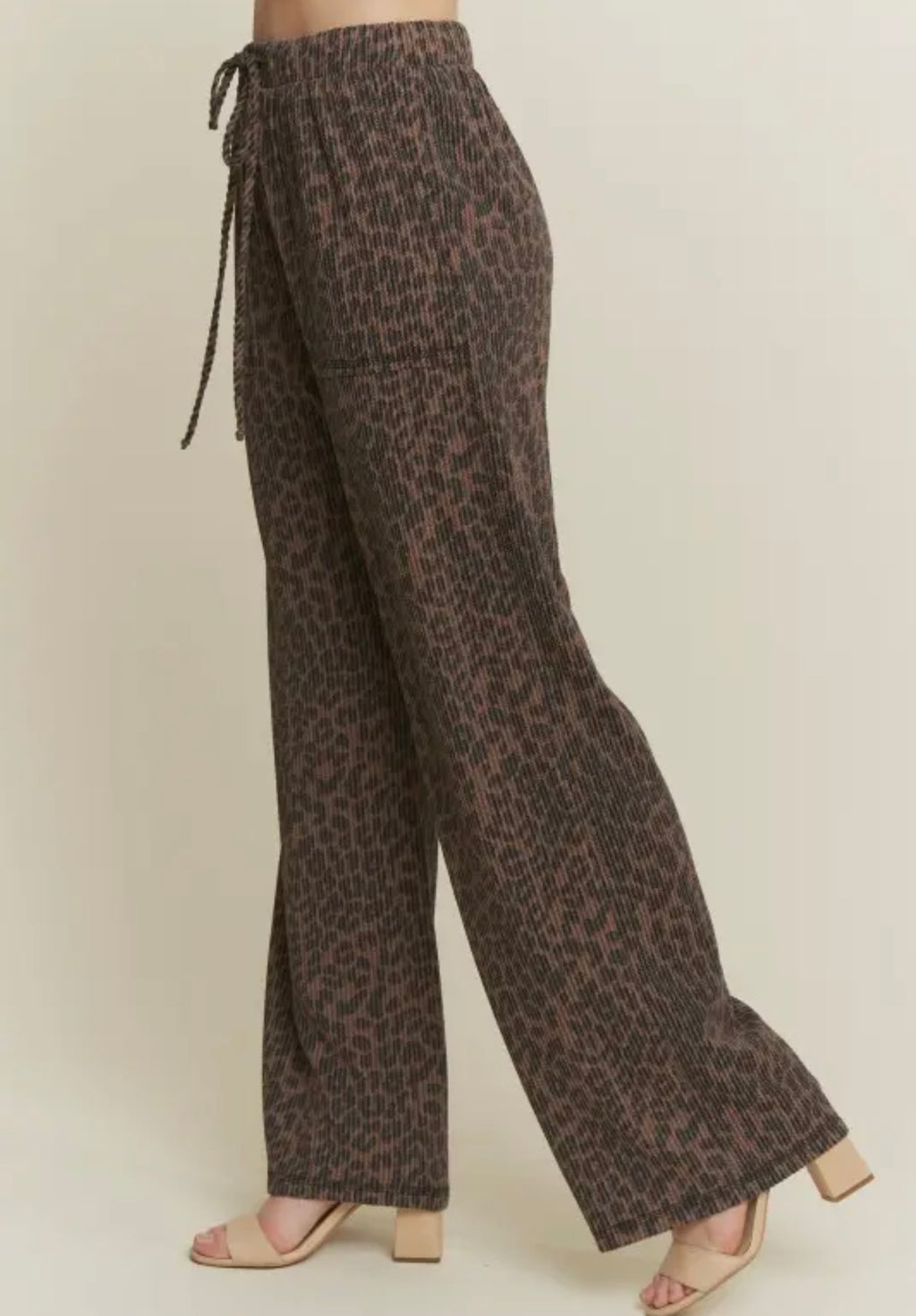 Cozy Leopard Ribbed Pants