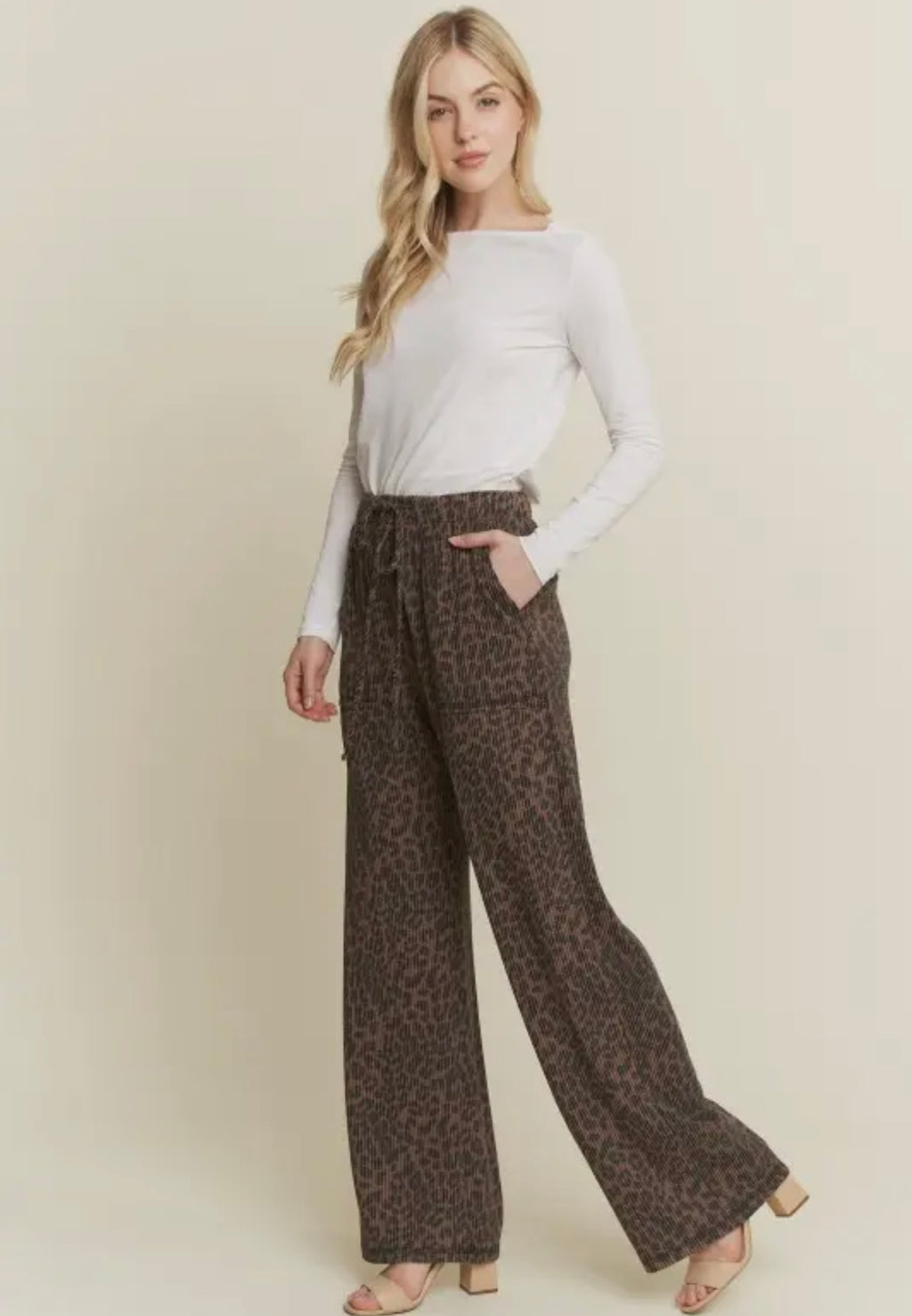 Cozy Leopard Ribbed Pants