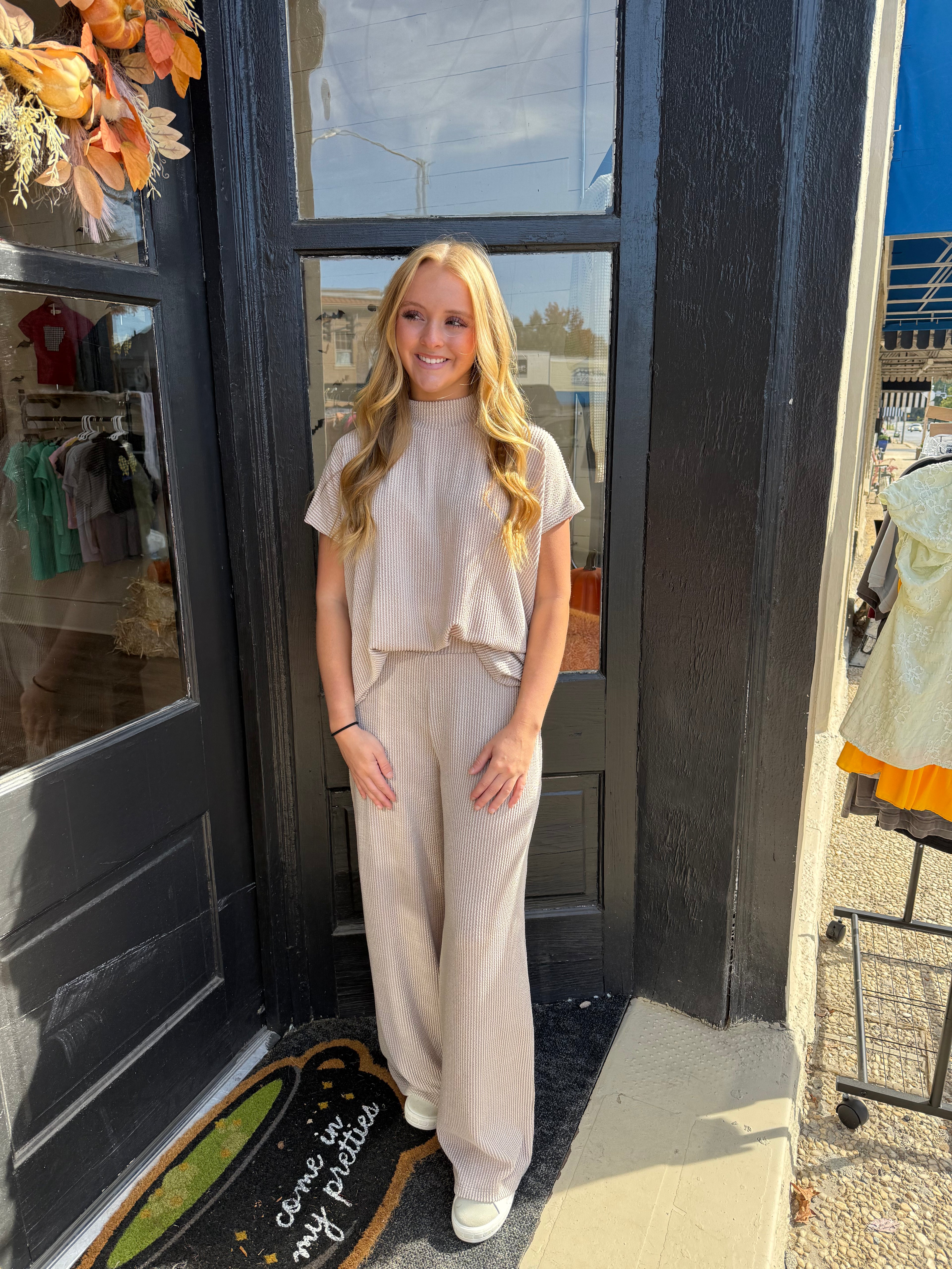 Cozy Ribbed Knit Lounge Set – Oatmeal